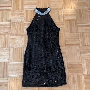 Guess rare sequin black dress with silver neck